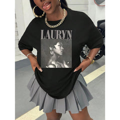 Letter & Animal Print Short Sleeve Casual T-Shirt