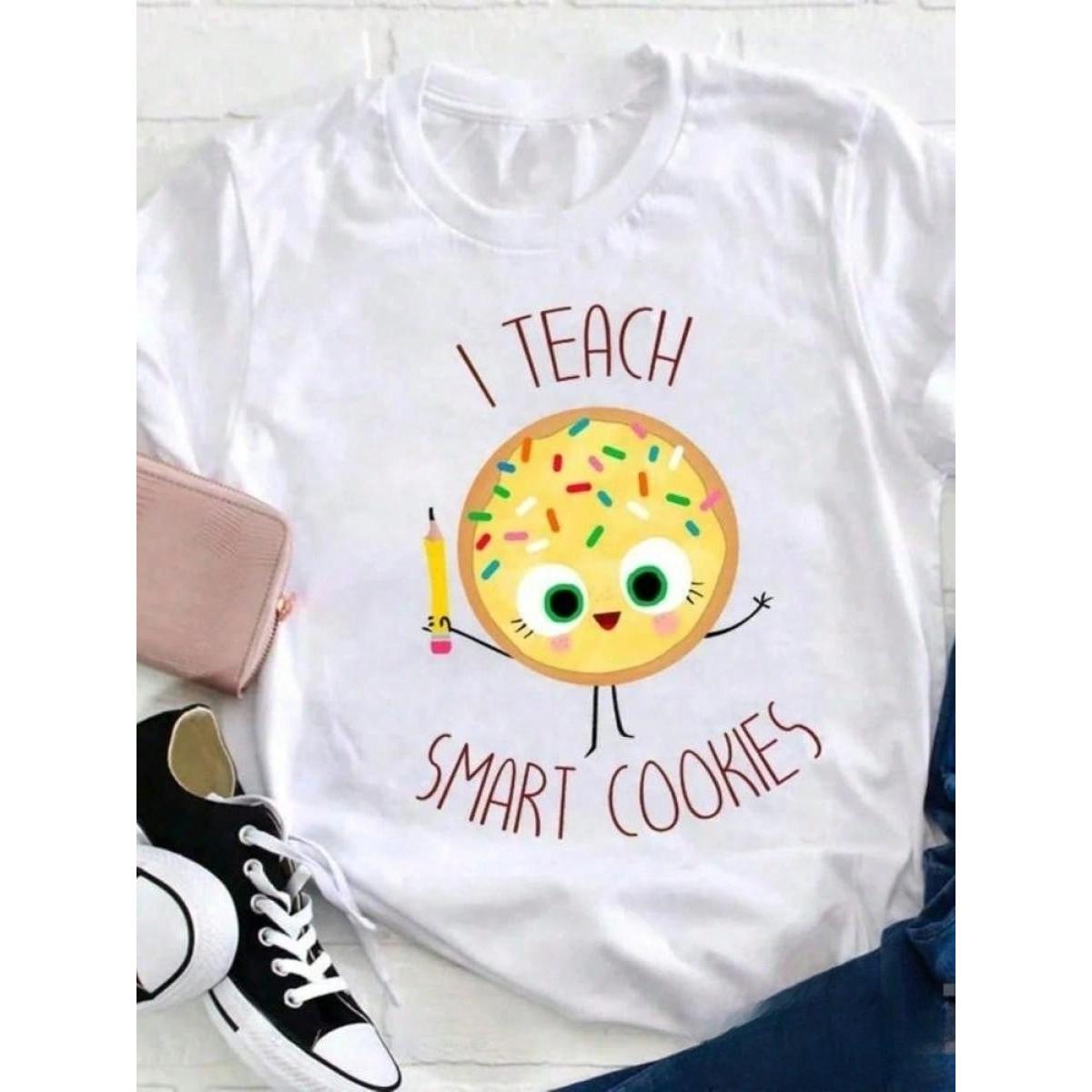 “Smart Cookies” Teacher Appreciation Tee – Cute Kindergarten Shirt for Women, Soft Summer Casual Crewneck