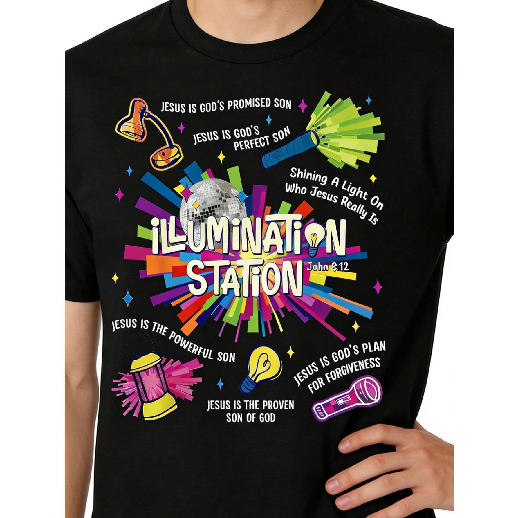 Illumination Station VBS 2026 Bible School Christian Lights T-Shirt Women's Summer Clothing