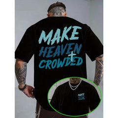 Men's Make Heaven Crowded Christian T Shirt,Casual Streetwear Summer Daily Church Wear For Men,Casual Daily Christian Streetwear Tee