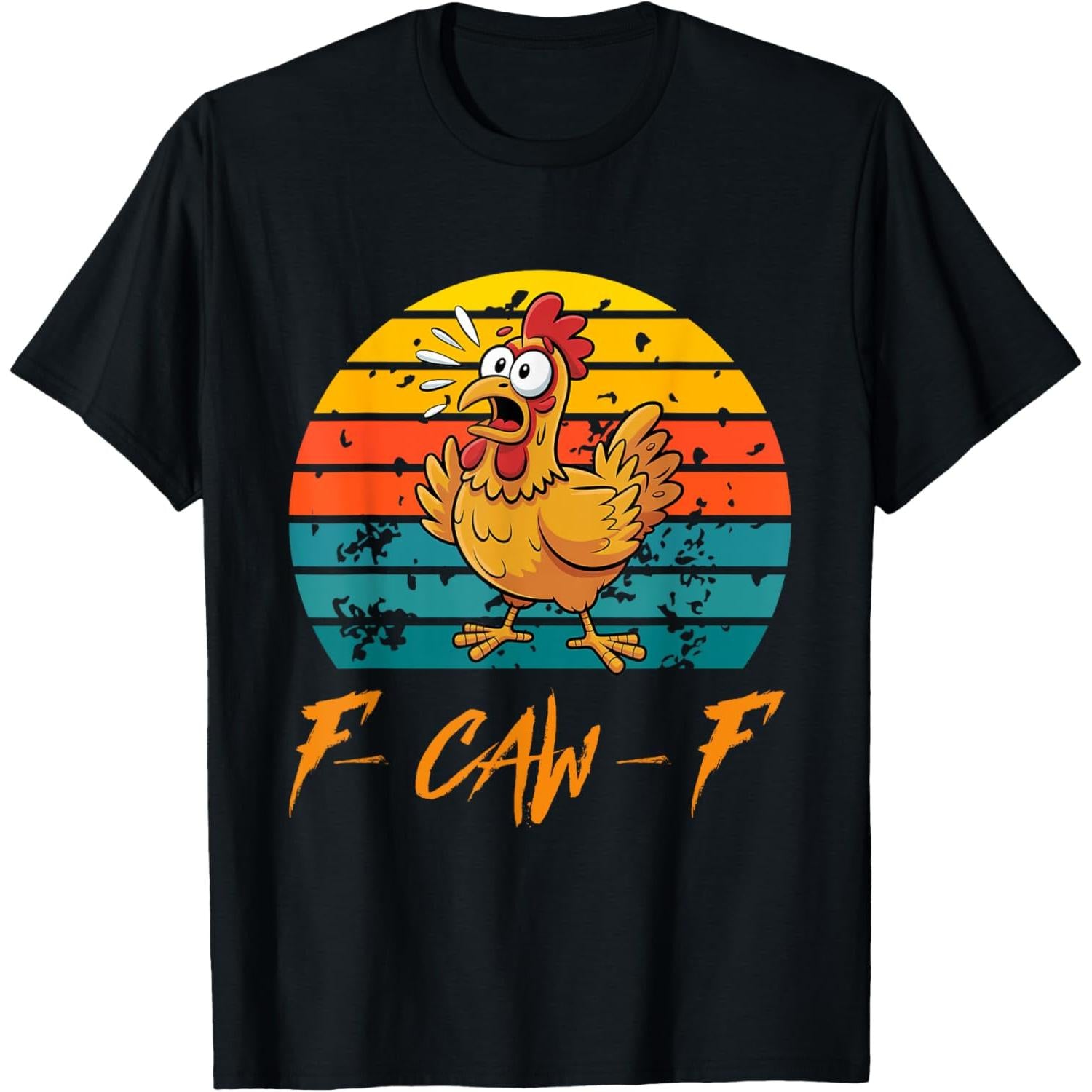 Funny Sunset Vintage F-Caw-F Chicken T-Shirt