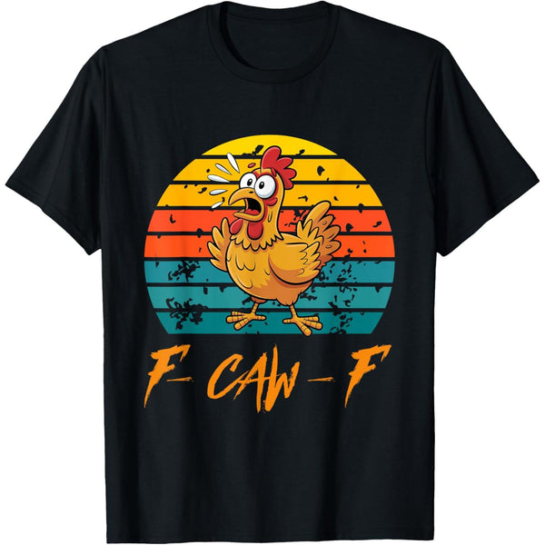 Funny Sunset Vintage F-Caw-F Chicken T-Shirt