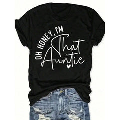 This Lady, My Dear, I Am The Aunt Pattern Women's Casual Short Sleeve Crew Neck T-Shirts