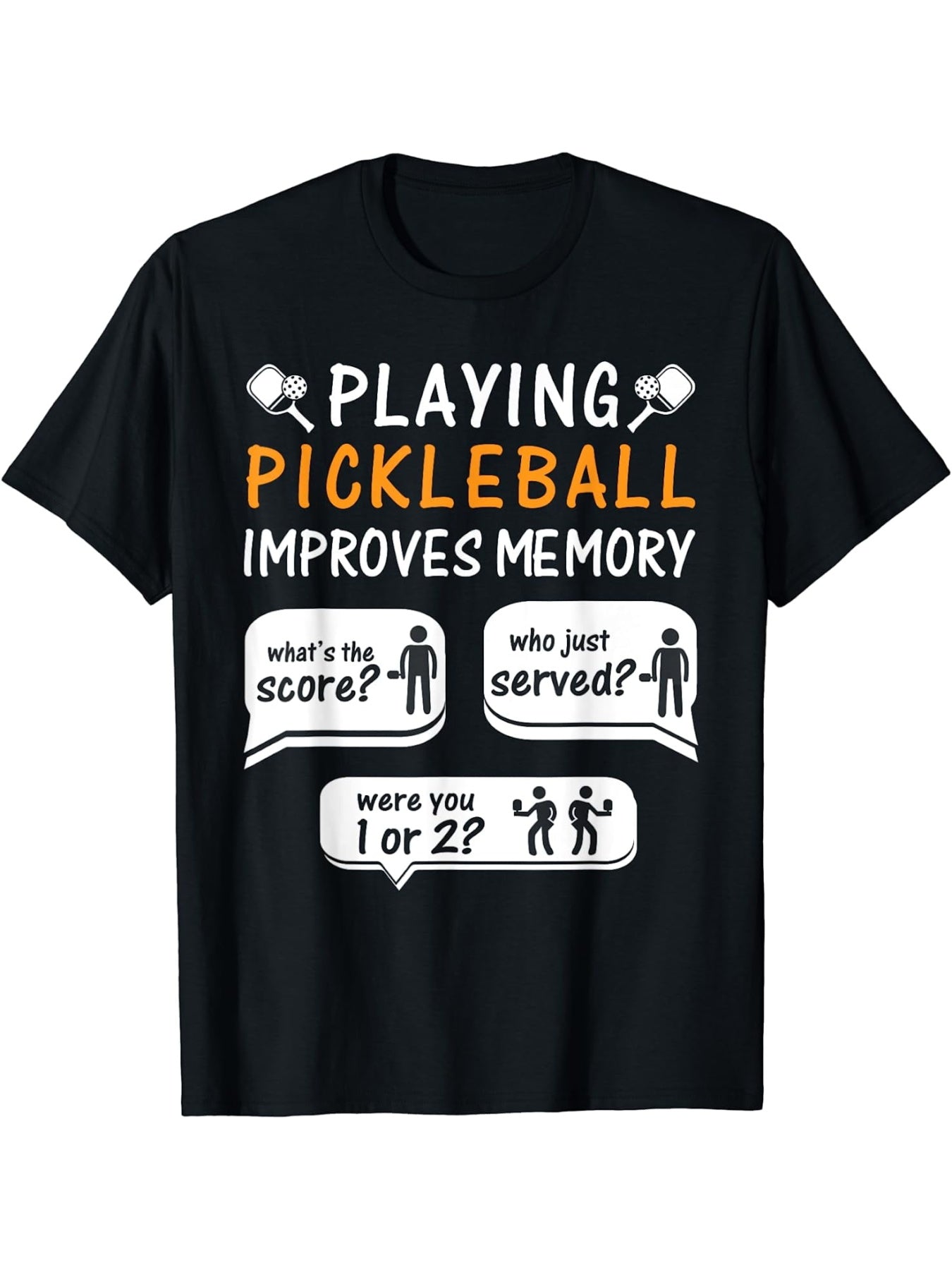 Playing Pickleball Improves Memory Funny Pickleball Player Graphic Tee for Men Women, Cute Sports Humor Short Sleeve T-Shirt, Casual Crew Neck Top for Pickleball Lover Gift