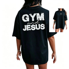 Gym And Jesus Shirt, 2-sided T-Shirt, Gym Pump Cover, Christian Gym Shirt, Gym Shirt,Woman Of God,Jesus Shirt, Crewneck T-Shirt
