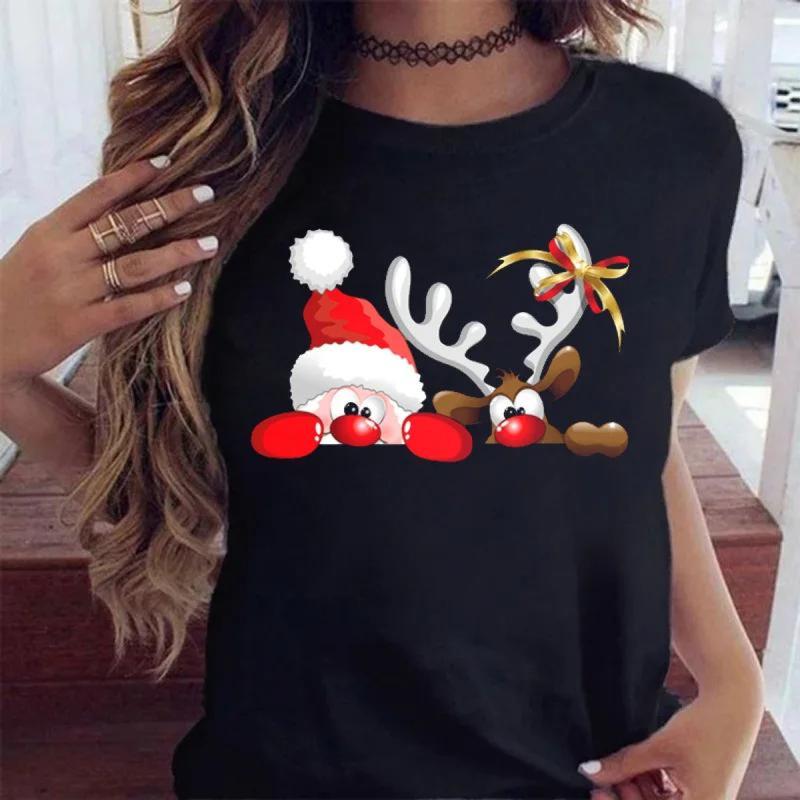 Merry Christmas Holiday Funny Cartoon Santa Reindeer Printed T-shirts