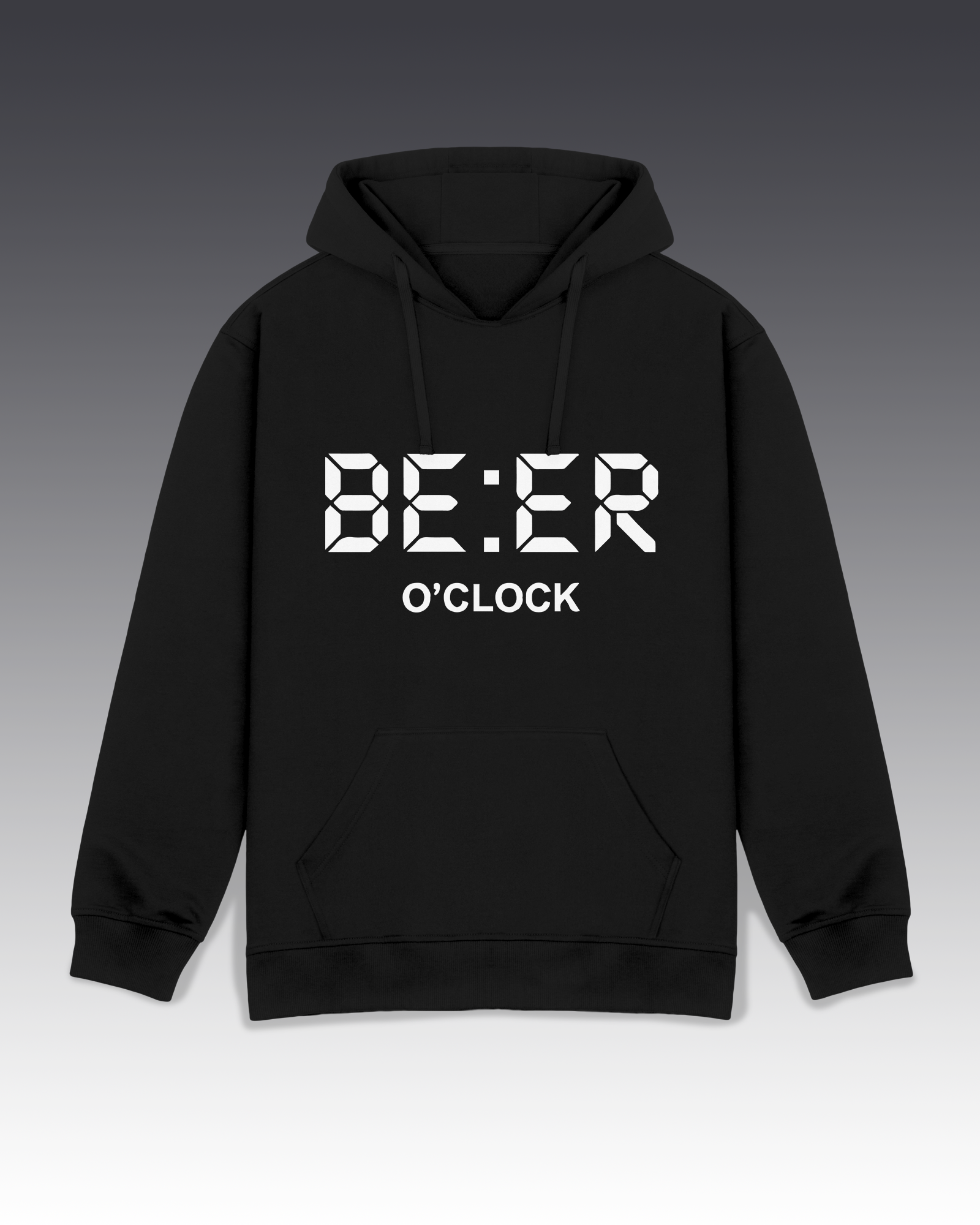 DIYANYONE Original "BE:ER O'CLOCK" Hoodie - Heavyweight Cotton Blend Pullover, Digital Clock Beer Humor Hoodies