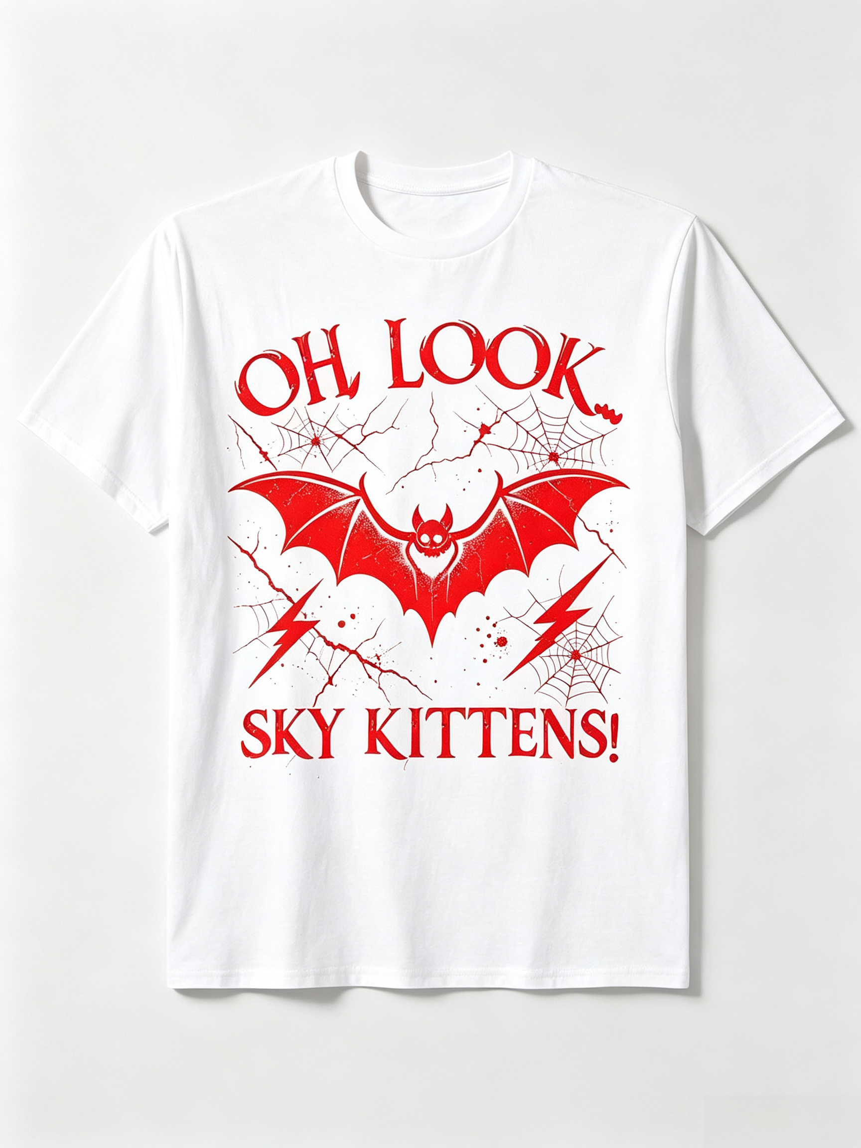 Oh Look Sky Kittens T-Shirt Funny Bat Lover Gothic Tee