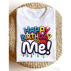 Happy Birthday to Me Funny Birthday T-Shirt Loose Fit Summer Casual Graphic Tee Trendy Party Gift for Men Women Unisex Crew Neck Top