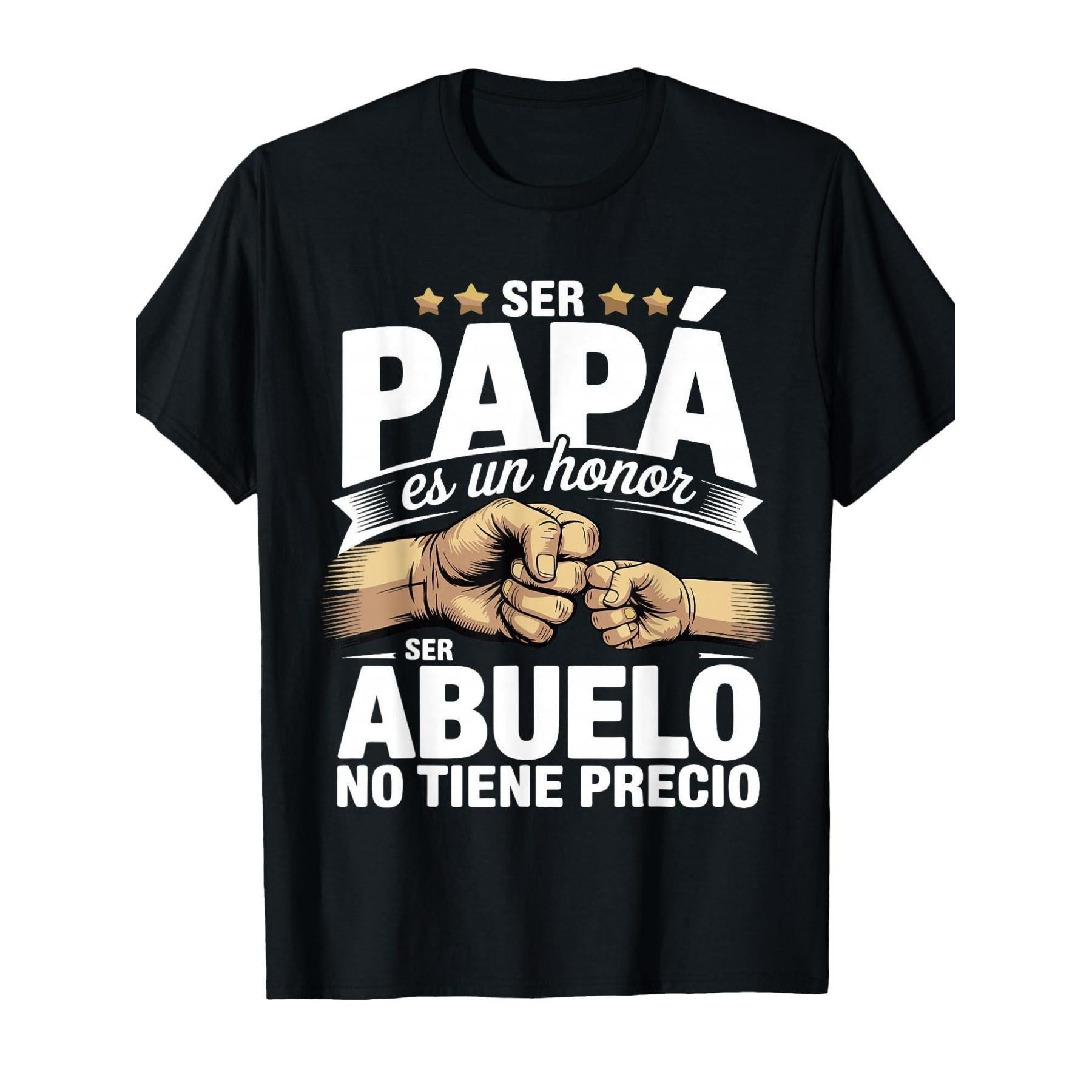 Men'S Spanish Ser Papa Es Un Honor Tshirt Suitable for Uncle Gift Sm Casual Henley Shirt with Round Neck Short Sleeve Spanish Text for Father'S Day Present Machine Washable Ccomfortable, Casual T-Shirt Suitable for All Seasons