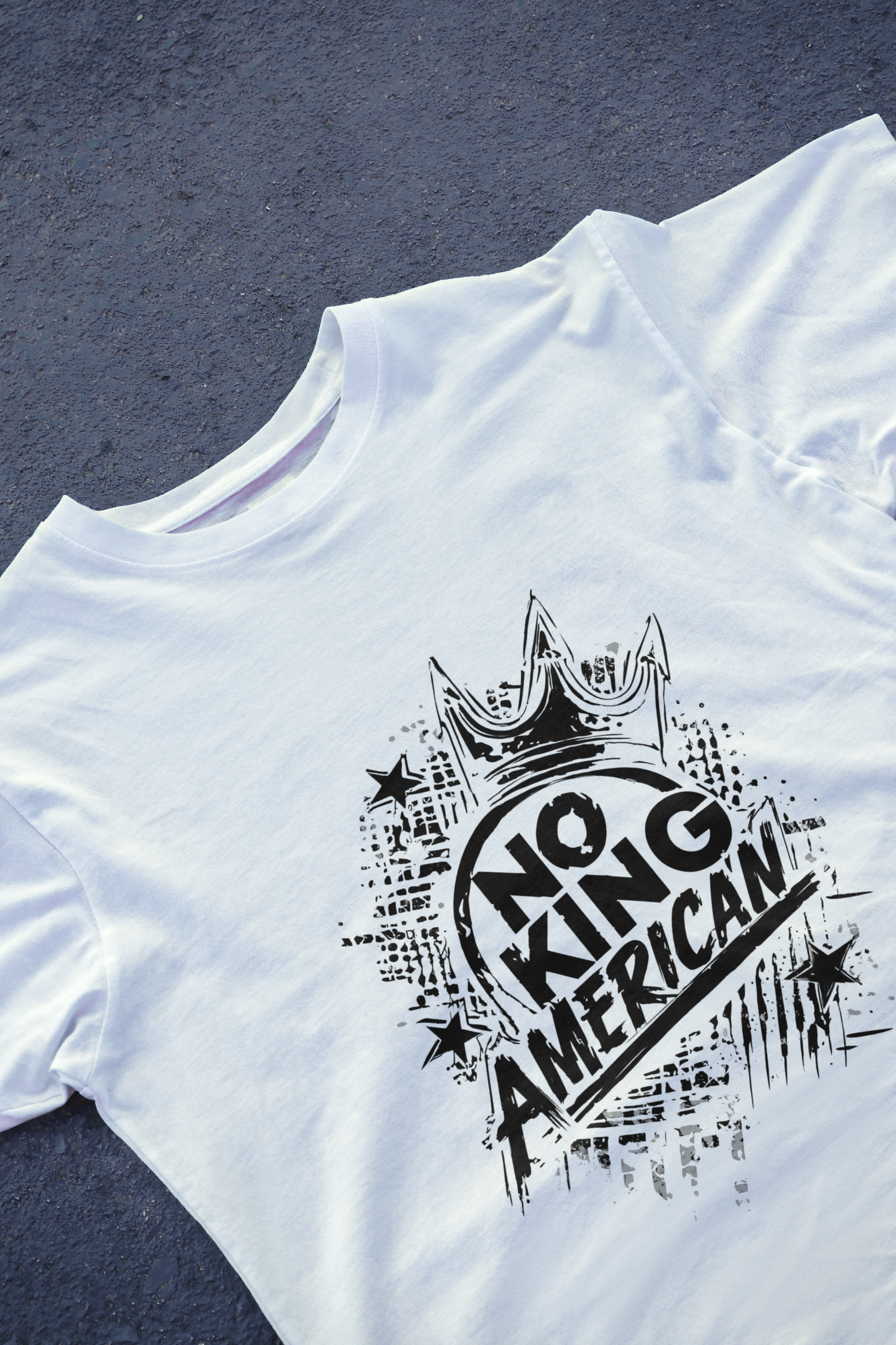 DIYANYONE Original Cotton Tee: NO KING AMERICAN Graffiti Style