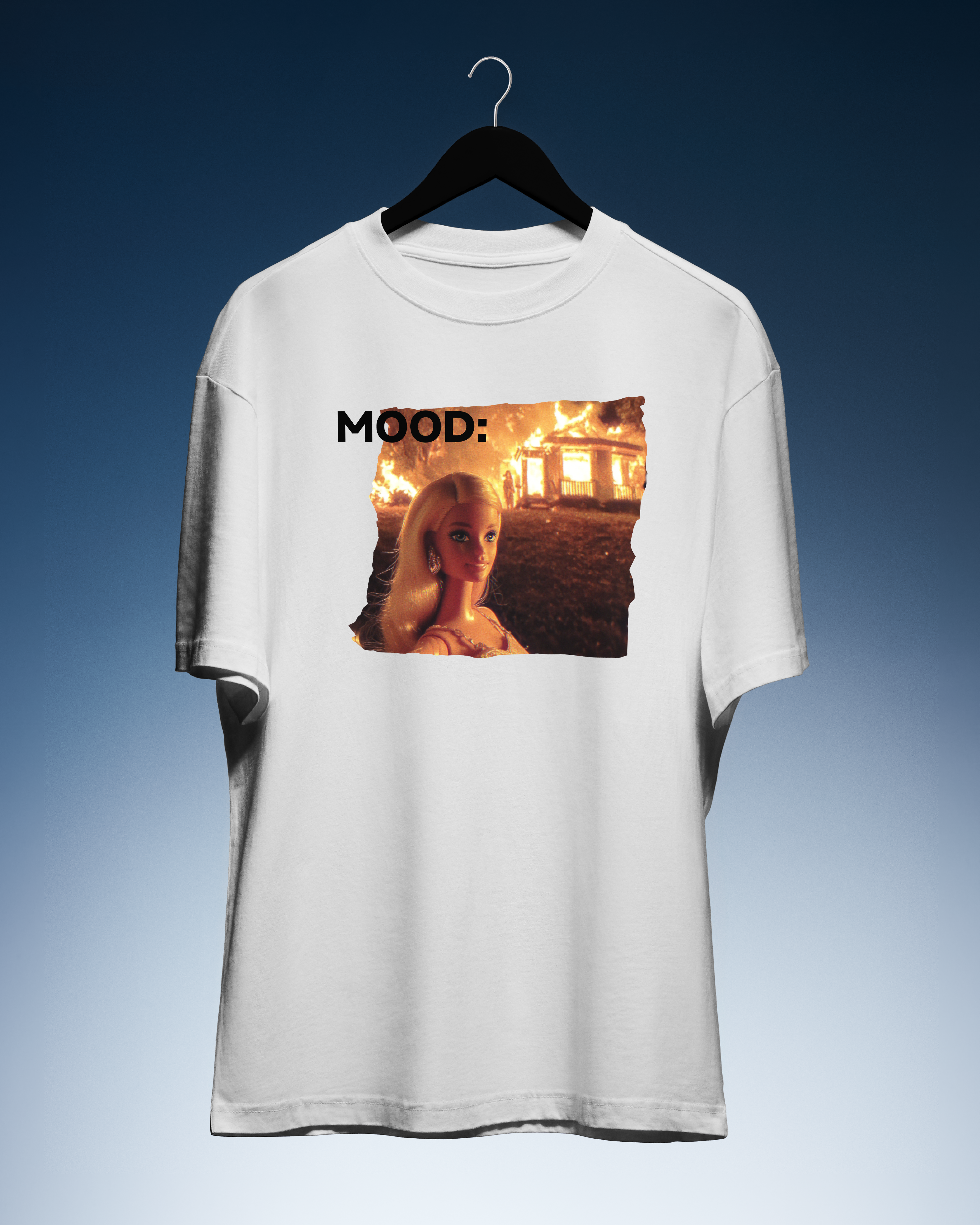 DIYANYONE Original Barbie Fire Meme Cotton Graphic T-Shirt - Dark Humor Statement Apparel, Viral Internet Pop Culture Style