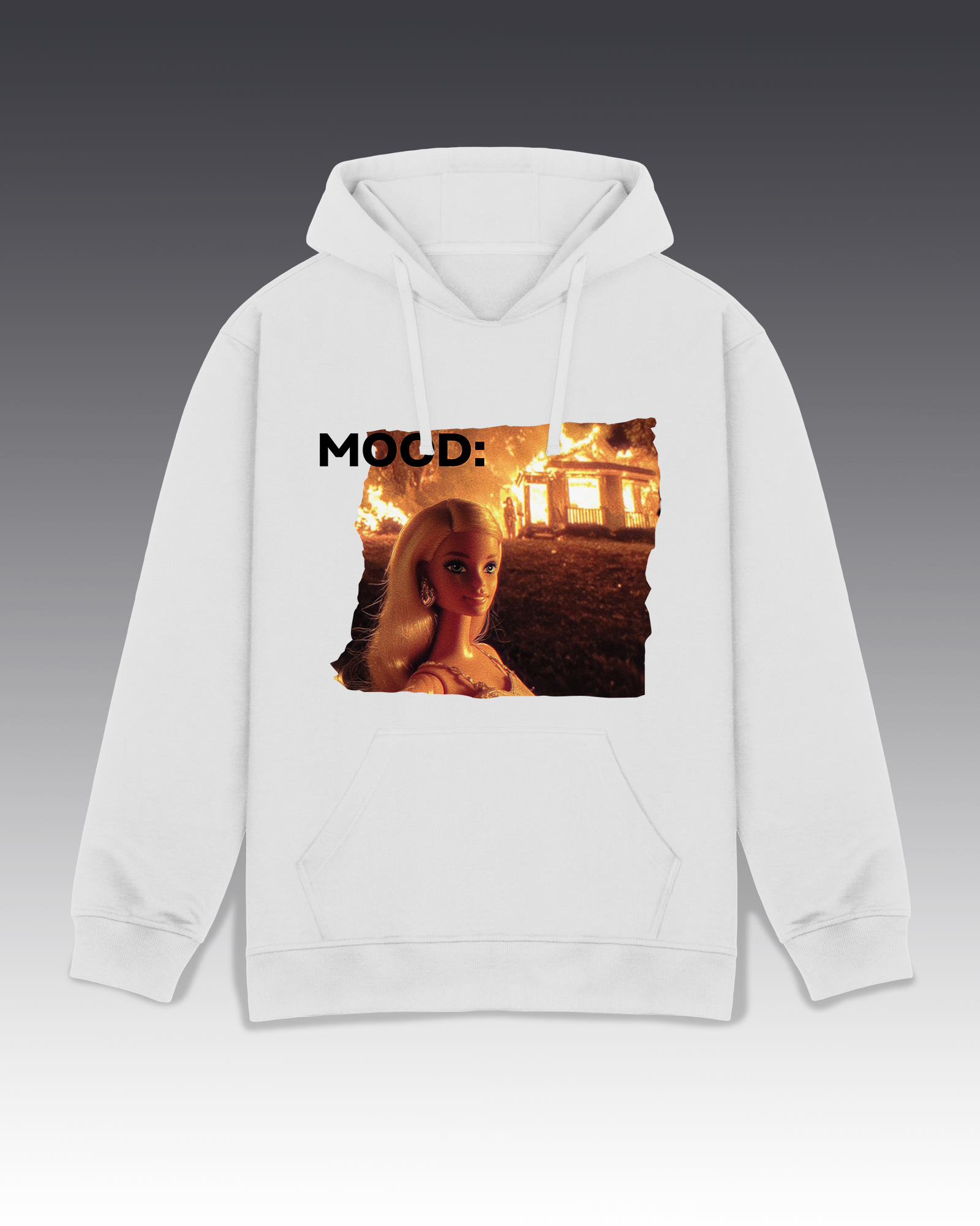 DIYANYONE Original Barbie Fire Meme Cotton Graphic Hoodie - Dark Humor Statement Apparel, Viral Internet Pop Culture Style