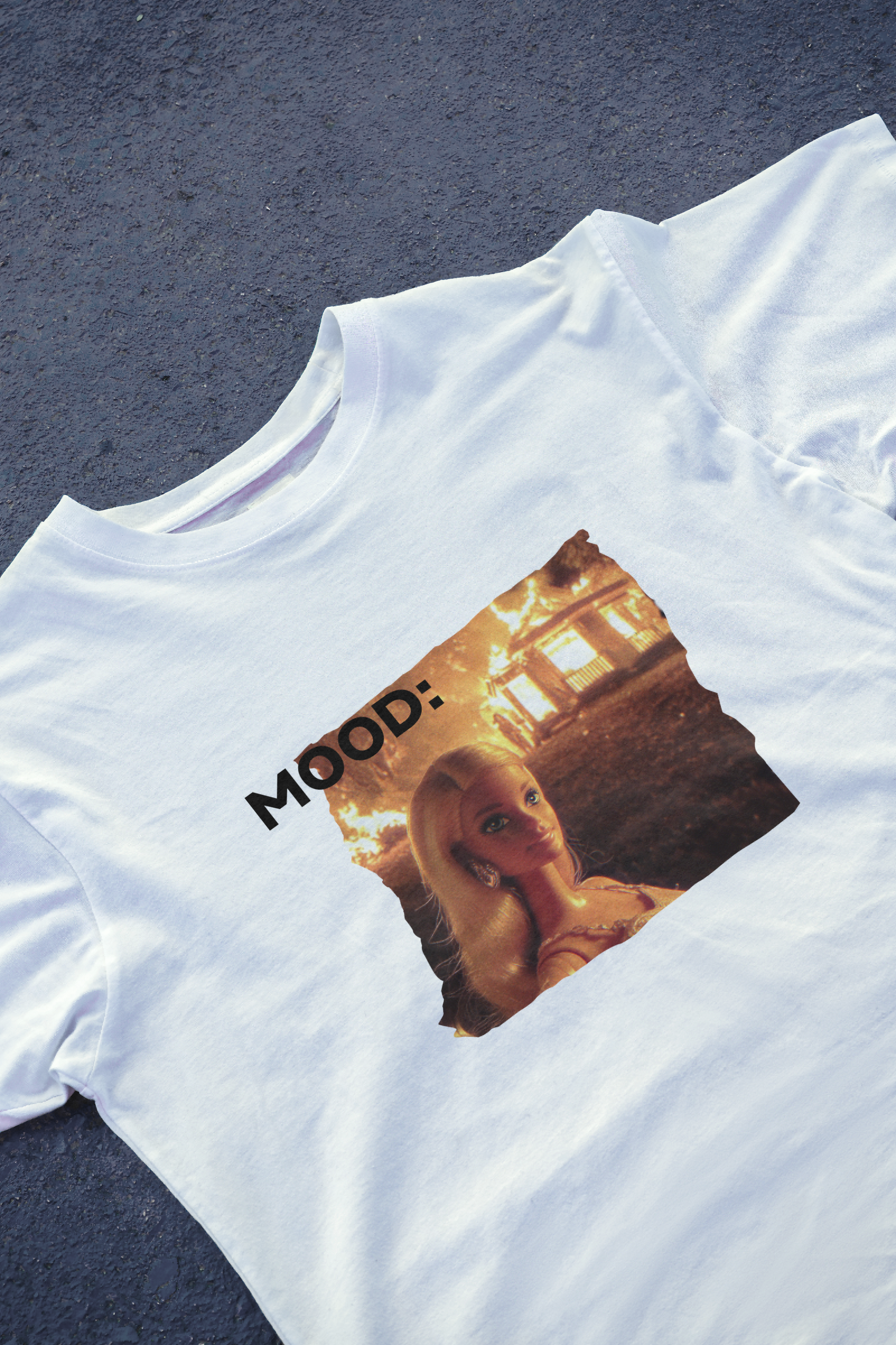 DIYANYONE Original Barbie Fire Meme Cotton Graphic T-Shirt - Dark Humor Statement Apparel, Viral Internet Pop Culture Style