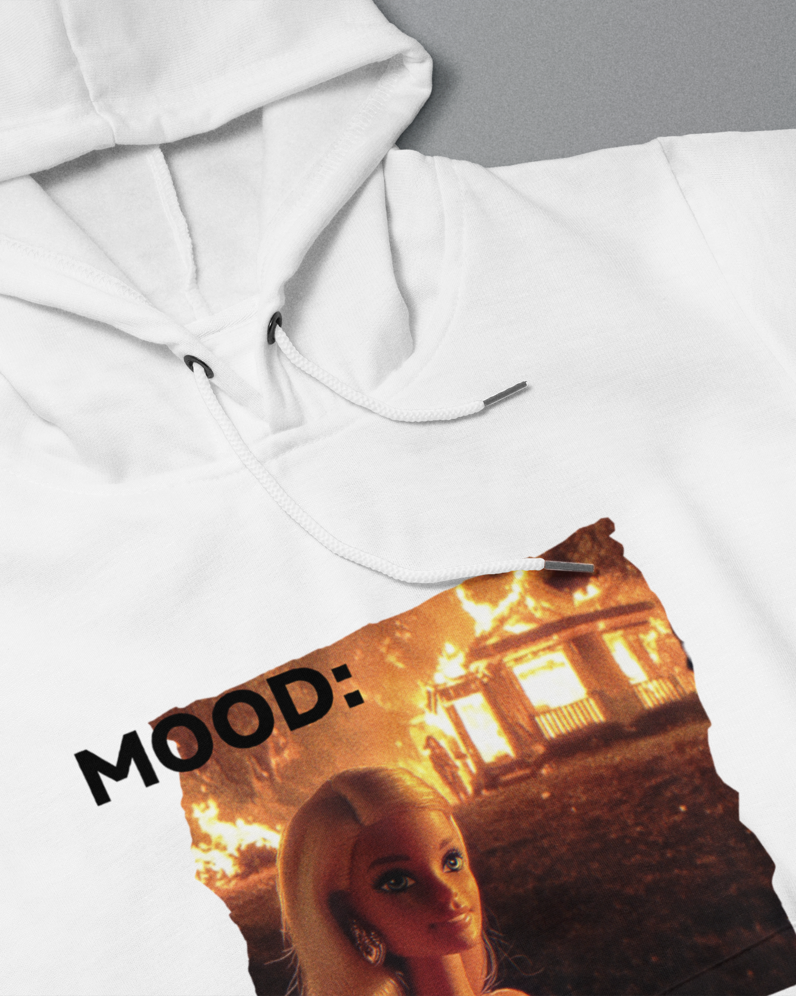 DIYANYONE Original Barbie Fire Meme Cotton Graphic Hoodie - Dark Humor Statement Apparel, Viral Internet Pop Culture Style