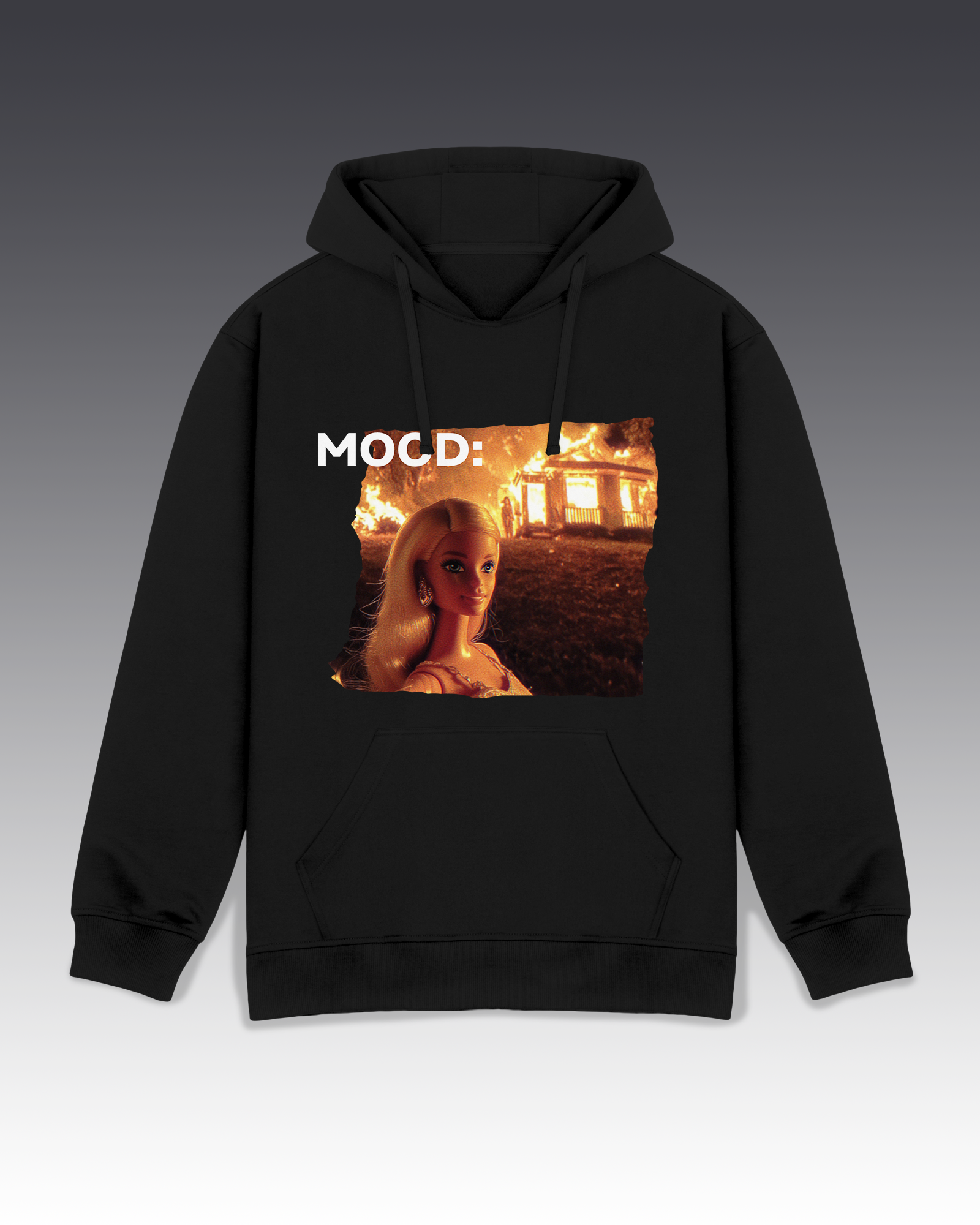 DIYANYONE Original Barbie Fire Meme Cotton Graphic Hoodie - Dark Humor Statement Apparel, Viral Internet Pop Culture Style