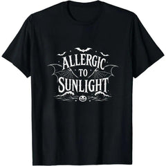 Allergic To Sunlight Shirt Funny Spooky Goth Shirt Black and White Alt Tee Sarcastic Goth Hoodie Bat Goth Summer Tee Casual T Shirts Aesthetic Graphic Tee