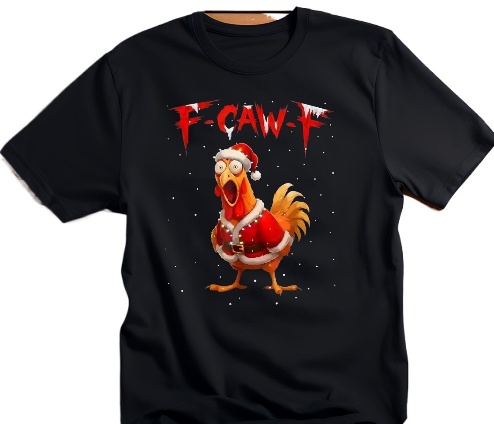 Christmas F-CAW-F T-Shirt Funny Chicken Santa Hat Xmas