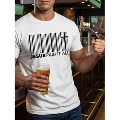 Jesus Paid It All Christian Faith Church T-Shirt Funny Religious Bible Verse Graphic Tee Unisex Summer Casual Top Soft Cotton Crew Neck Vintage Style