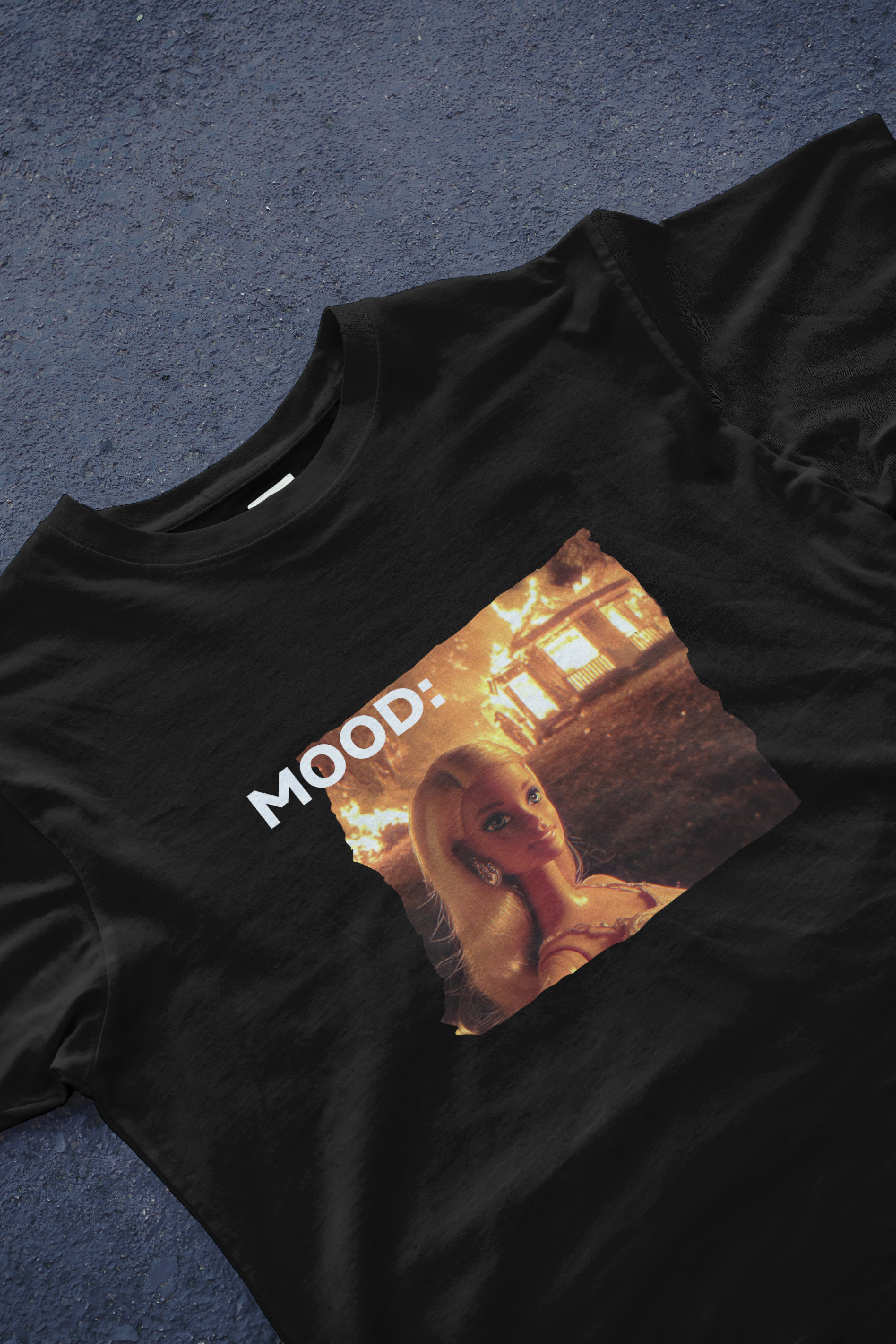 DIYANYONE Original Barbie Fire Meme Cotton Graphic T-Shirt - Dark Humor Statement Apparel, Viral Internet Pop Culture Style