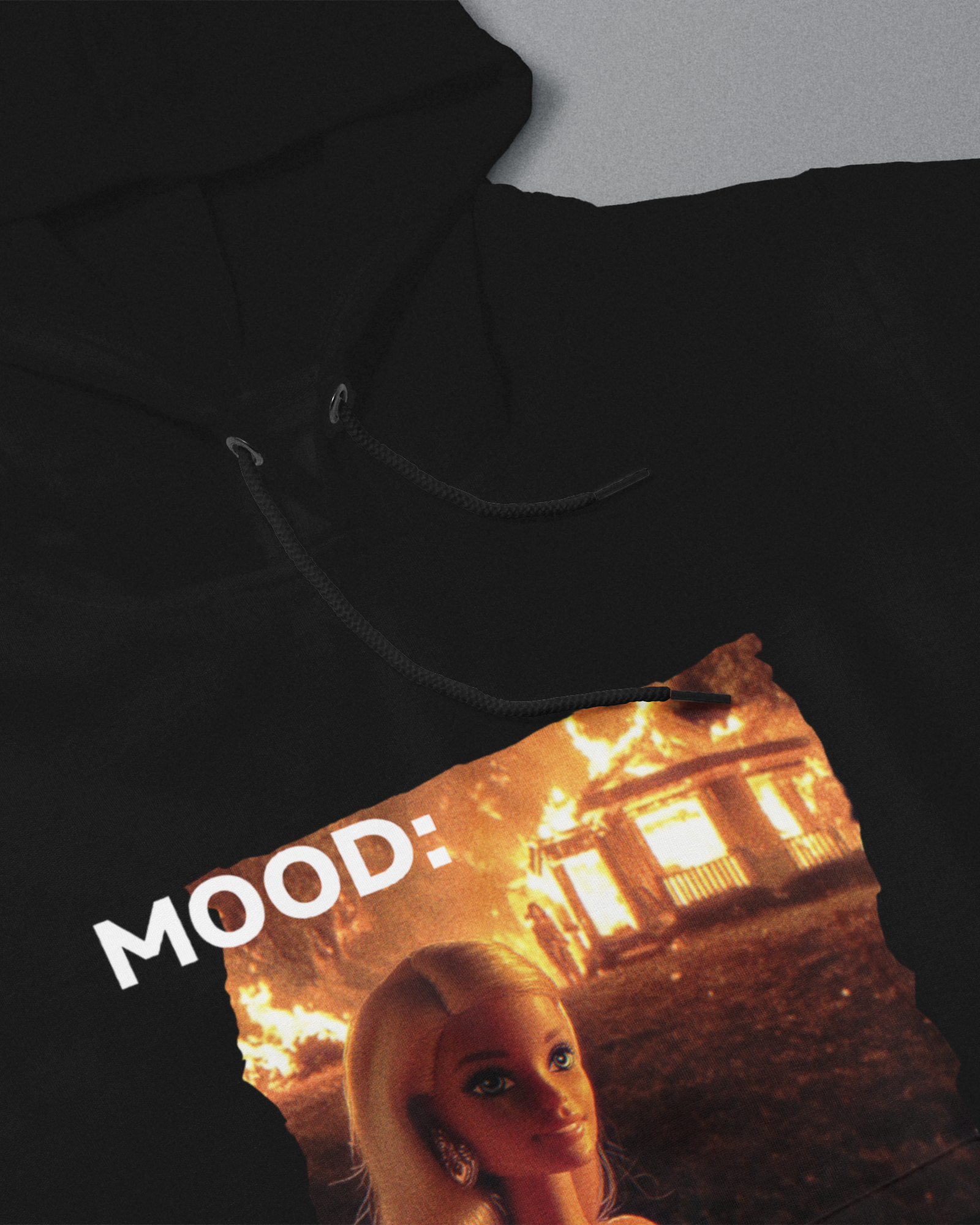 DIYANYONE Original Barbie Fire Meme Cotton Graphic Hoodie - Dark Humor Statement Apparel, Viral Internet Pop Culture Style