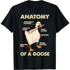 100% Cotton Anatomy Of A Goose Funny Meme Animal Lover Goose Honk Bonk T-Shirt
