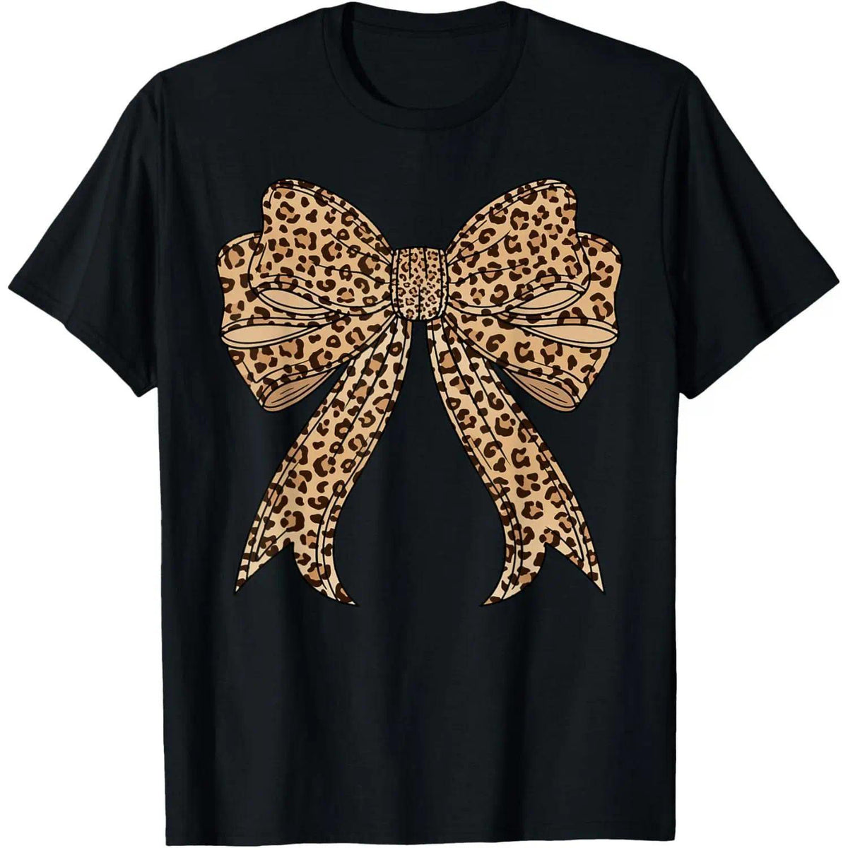 Cute Bow Leopard Print T-Shirt - Coquette Aesthetic Graphic Tee, Unisex Trendy Casual Wear