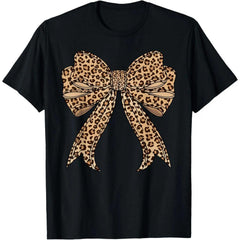 Cute Bow Leopard Print T-Shirt - Coquette Aesthetic Graphic Tee, Unisex Trendy Casual Wear