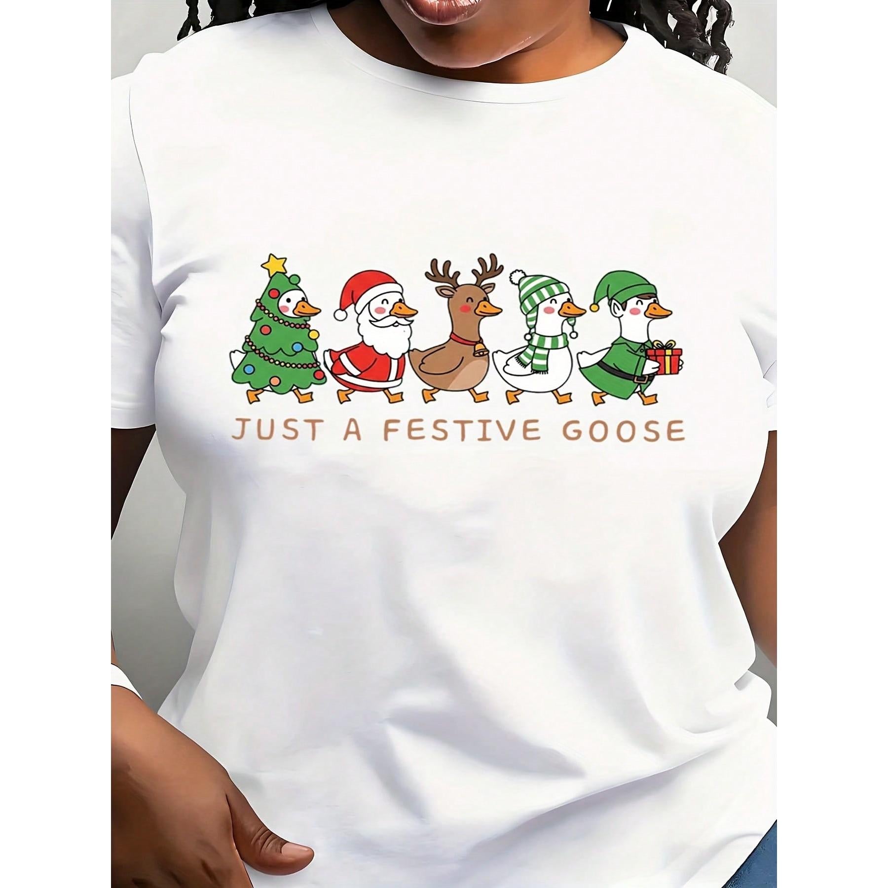 Fest Goose Christmas Shirt, Matching Family Xmas Silly Goose Tee, Funny Duck T-Shirt, Santa Tree Snowman Elf Geese Fit Festival Cotton