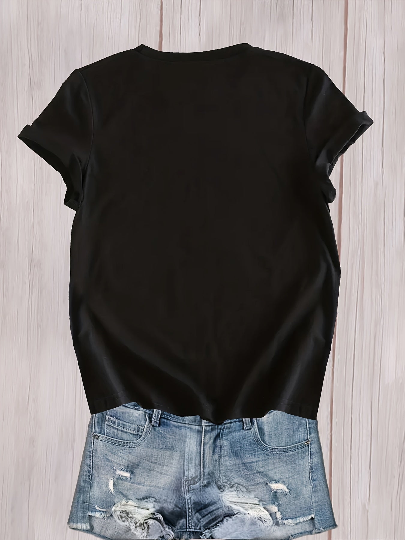 Blue for Lotus Print Top, Casual Shopping Party Comfortable Soft Short Sleeve Fashion T-Shirt