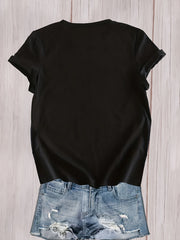 Blue for Lotus Print Top, Casual Shopping Party Comfortable Soft Short Sleeve Fashion T-Shirt