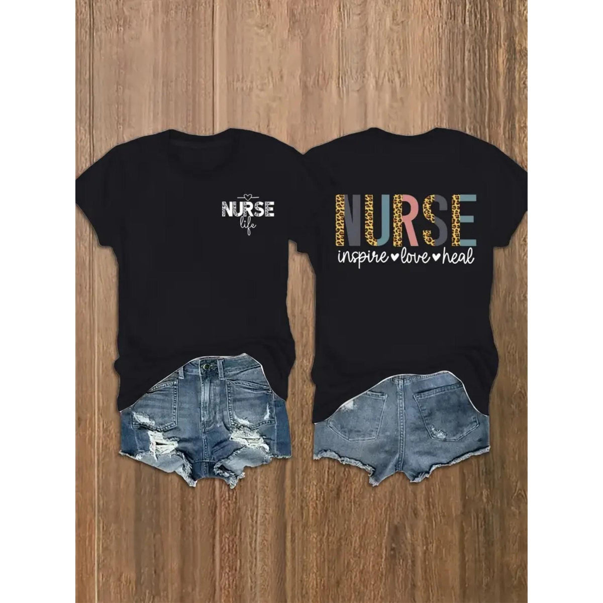 Nurse Love Inspire Heal Nursing T-Shirt RN Nurse Life Inspirational Medical Graphic Tee Healthcare Worker Gift Unisex Summer Casual Top Soft Cotton Crew Neck Vintage Style Cute Nursing Gift
