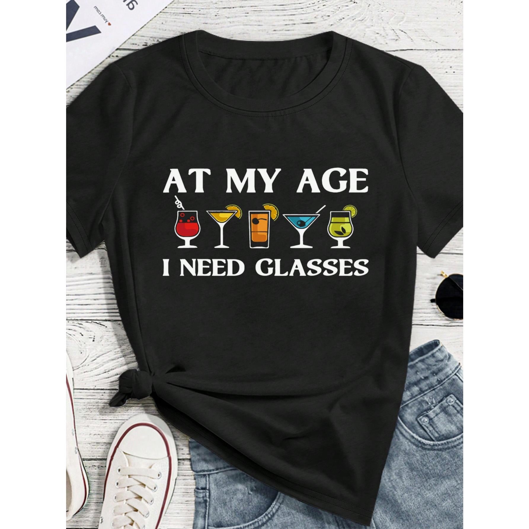 Minimalist Wine Glass Print T-Shirt