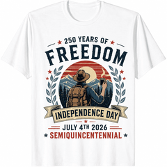250 Years of Freedom Independence Day 2026 Outdoor T-Shirt, Patriotic USA July 4th Semiquincentennial Graphic Tee for Men Women