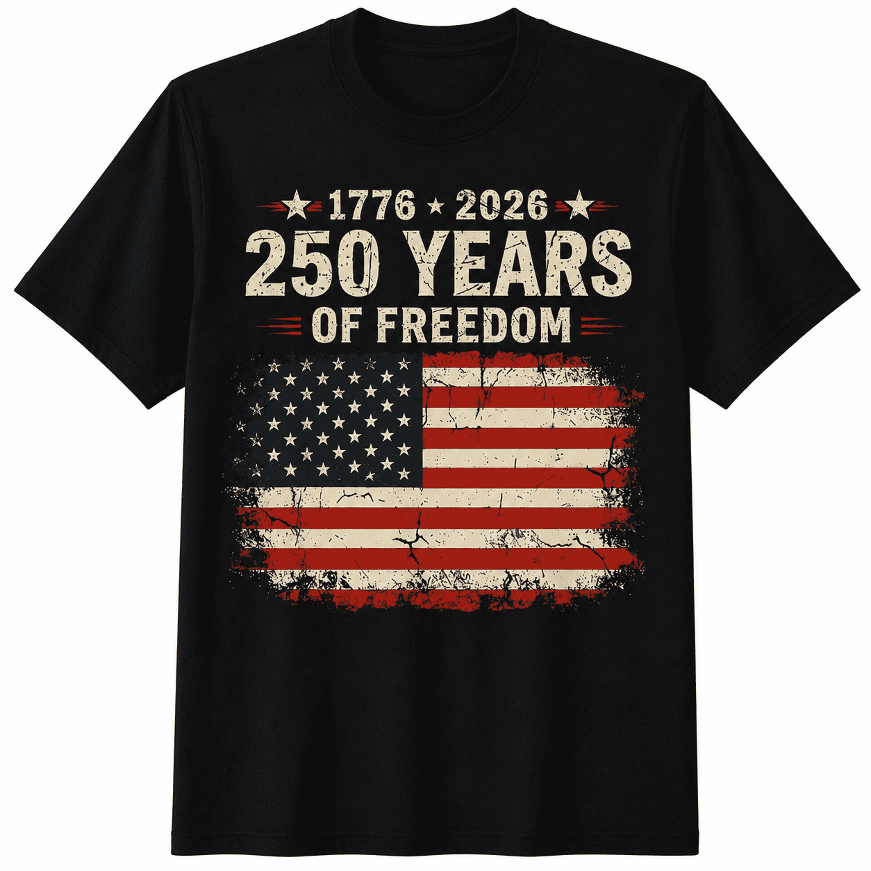 250 Years of Freedom Patriotic American Flag T-Shirt for Men Women | 1776–2026 Vintage USA Graphic Tee