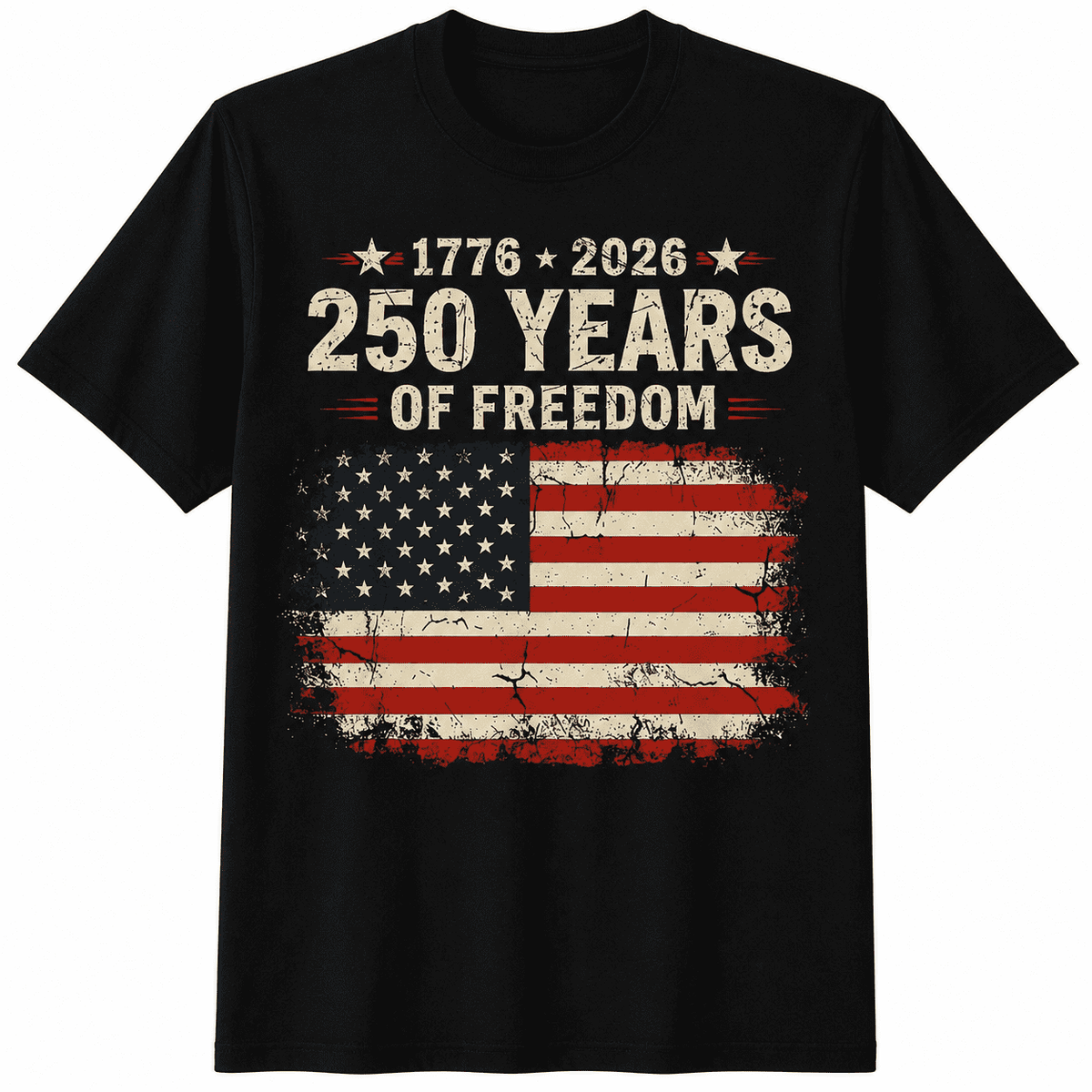 250 Years of Freedom Patriotic American Flag T-Shirt for Men Women | 1776–2026 Vintage USA Graphic Tee