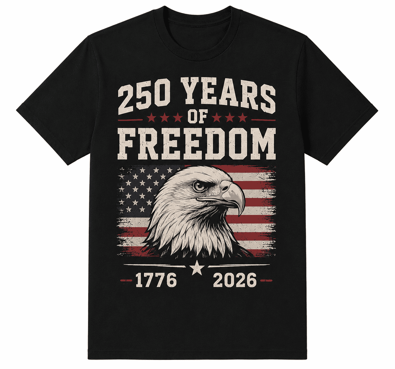 250 Years of Freedom Patriotic Bald Eagle T-Shirt for Men Women | 1776–2026 USA Graphic Tee