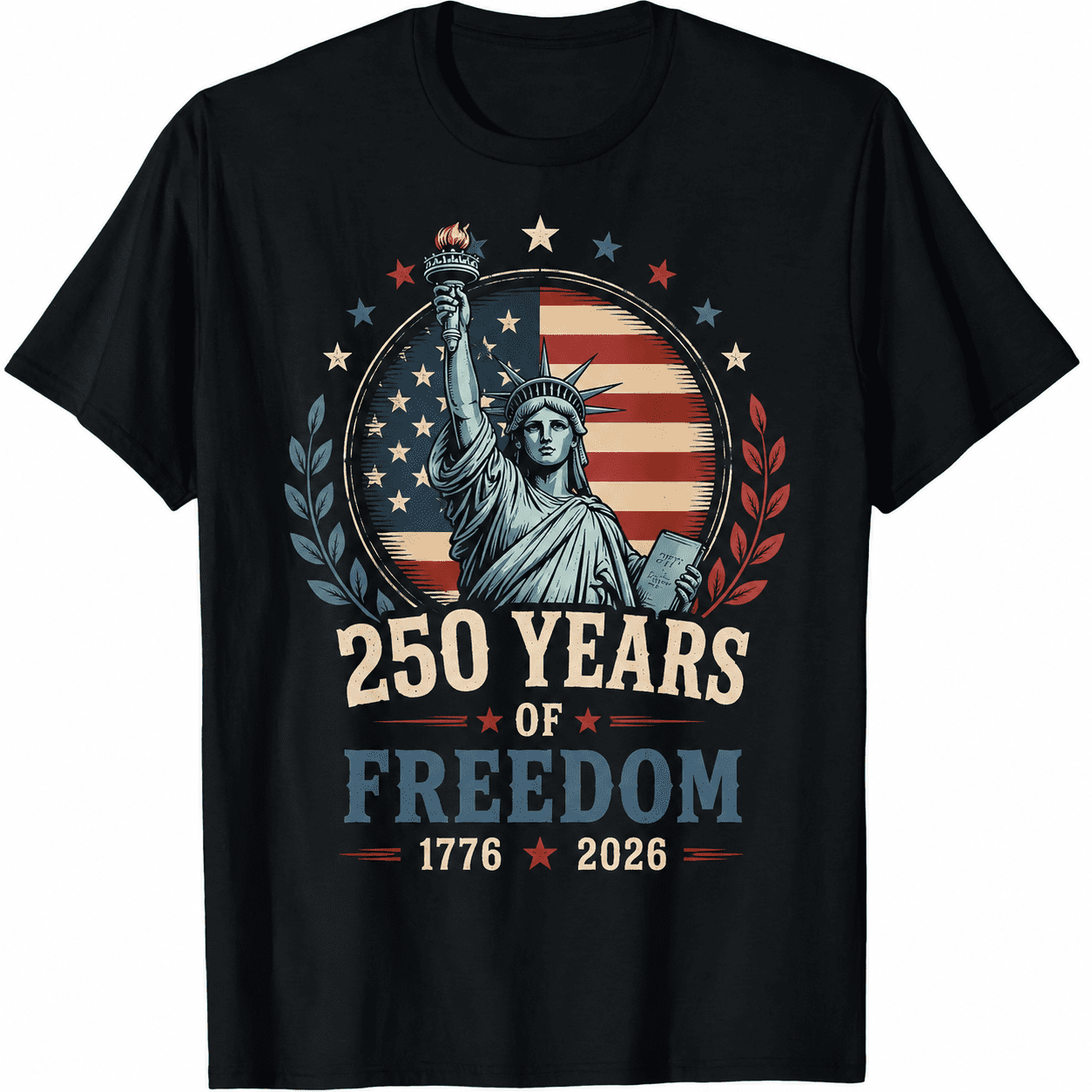 250 Years of Freedom Patriotic Statue of Liberty T-Shirt for Men Women | 1776–2026 USA Graphic Tee