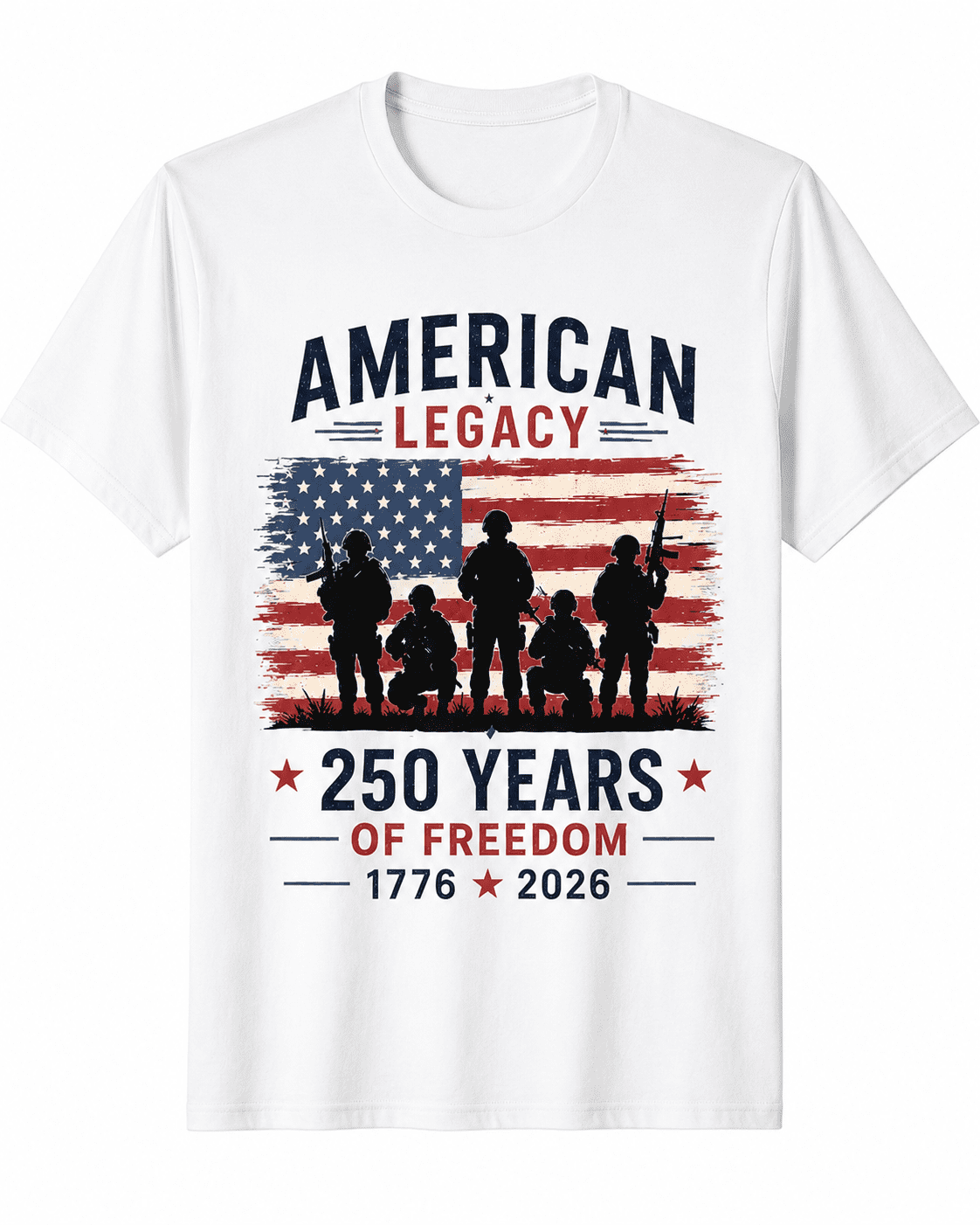 250 Years of Freedom T Shirt, Men's Vintage Patriotic American Flag Tee, USA Independence Day Shirt