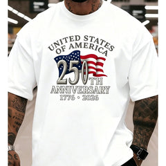 250th Anniversary American Graphic Tee, 1776‑2026 Patriotic Casual Loose Fit T‑Shirt for Men