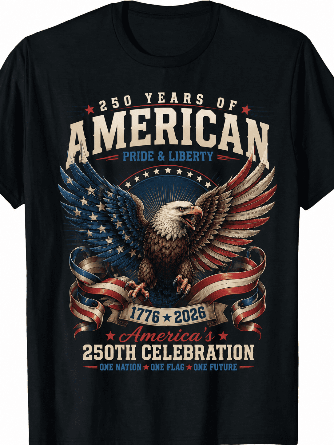 250th Anniversary American Pride Eagle T-Shirt, Patriotic USA Independence Day 2026 Graphic Tee, Vintage July 4th Celebration Shirt for Men Women