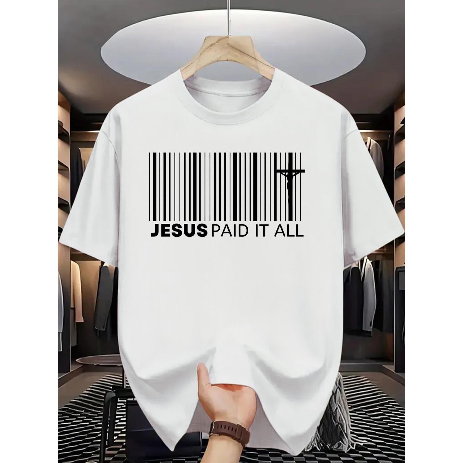 Jesus Paid It All Christian Faith Church T-Shirt Funny Religious Bible Verse Graphic Tee Unisex Summer Casual Top Soft Cotton Crew Neck Vintage Style