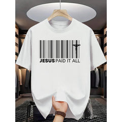 Jesus Paid It All Christian Faith Church T-Shirt Funny Religious Bible Verse Graphic Tee Unisex Summer Casual Top Soft Cotton Crew Neck Vintage Style