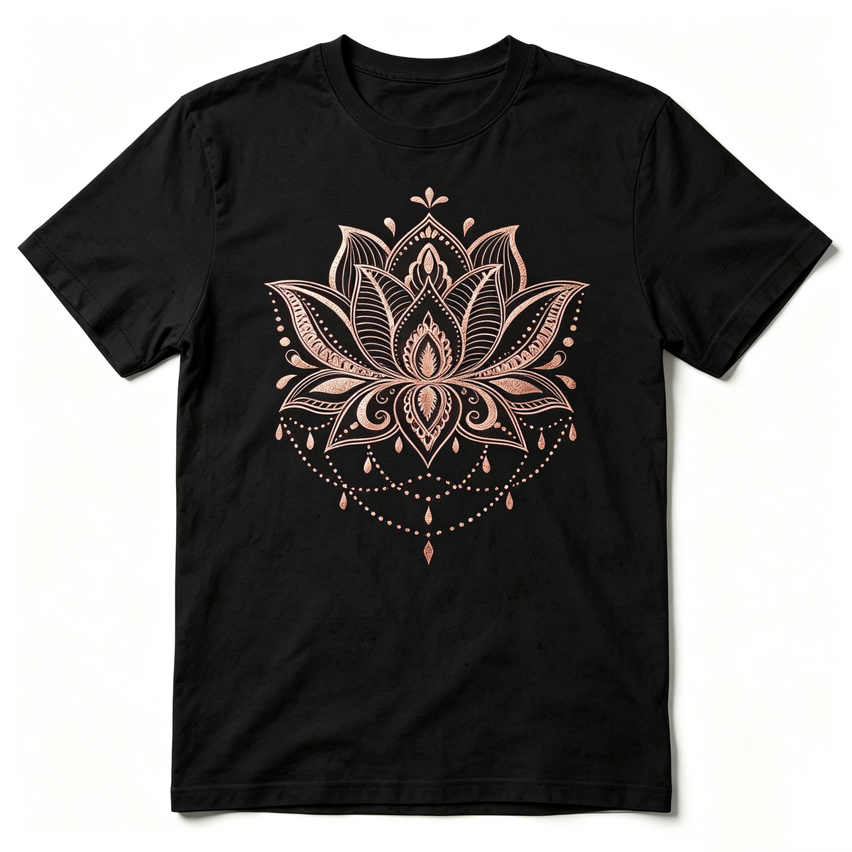 Women's Lotus Mandala Graphic T-Shirt, Spiritual Bohemian Flower Art Crew Neck Short-Sleeve Tee, Casual Meditation Yoga Inspired Cotton Top