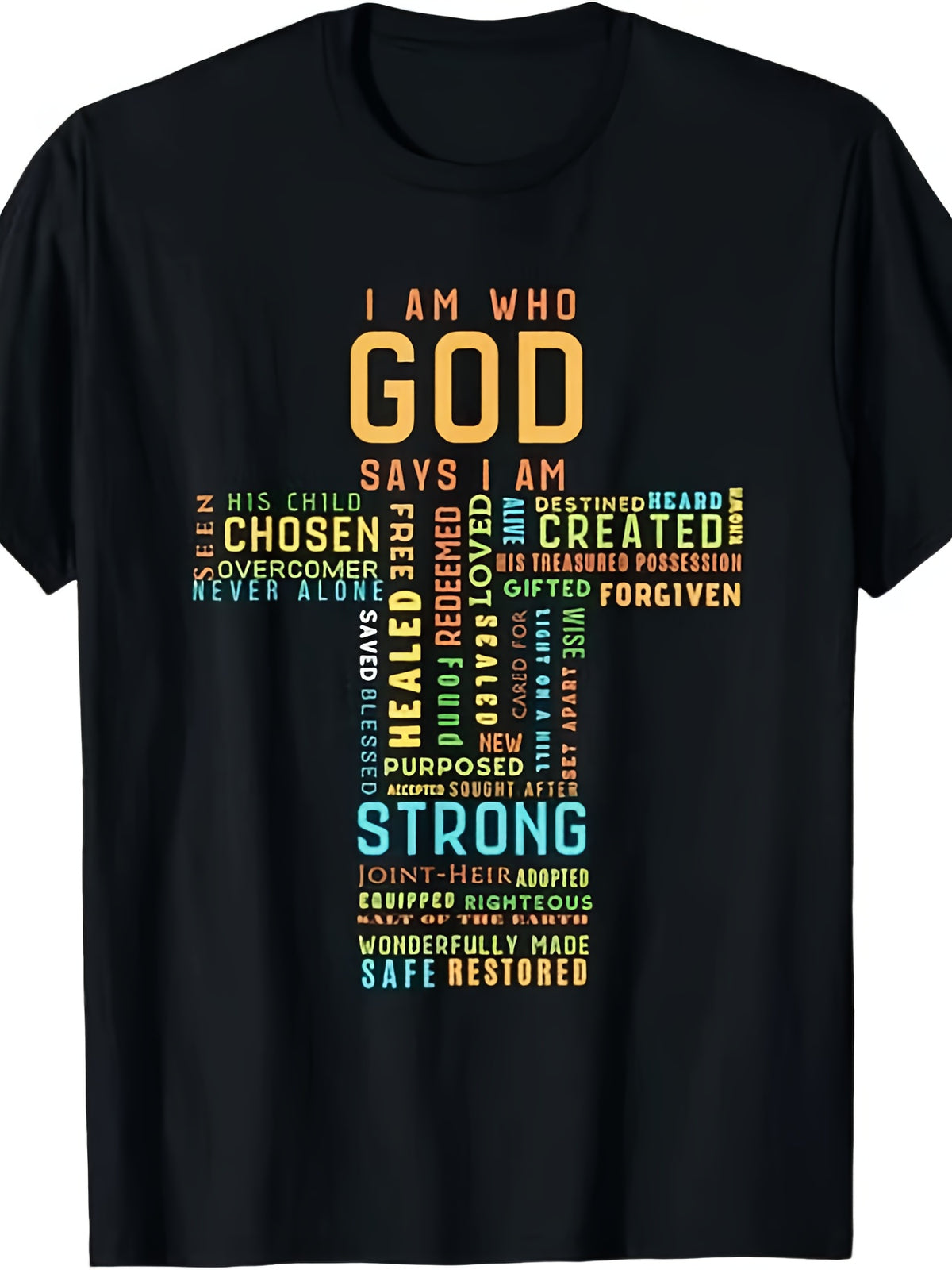 I Am Who God Says I Am Christian Faith T-Shirt - Unisex Religious Verse Tee Comfortable Breathable Cotton Crew Neck Casual Wear