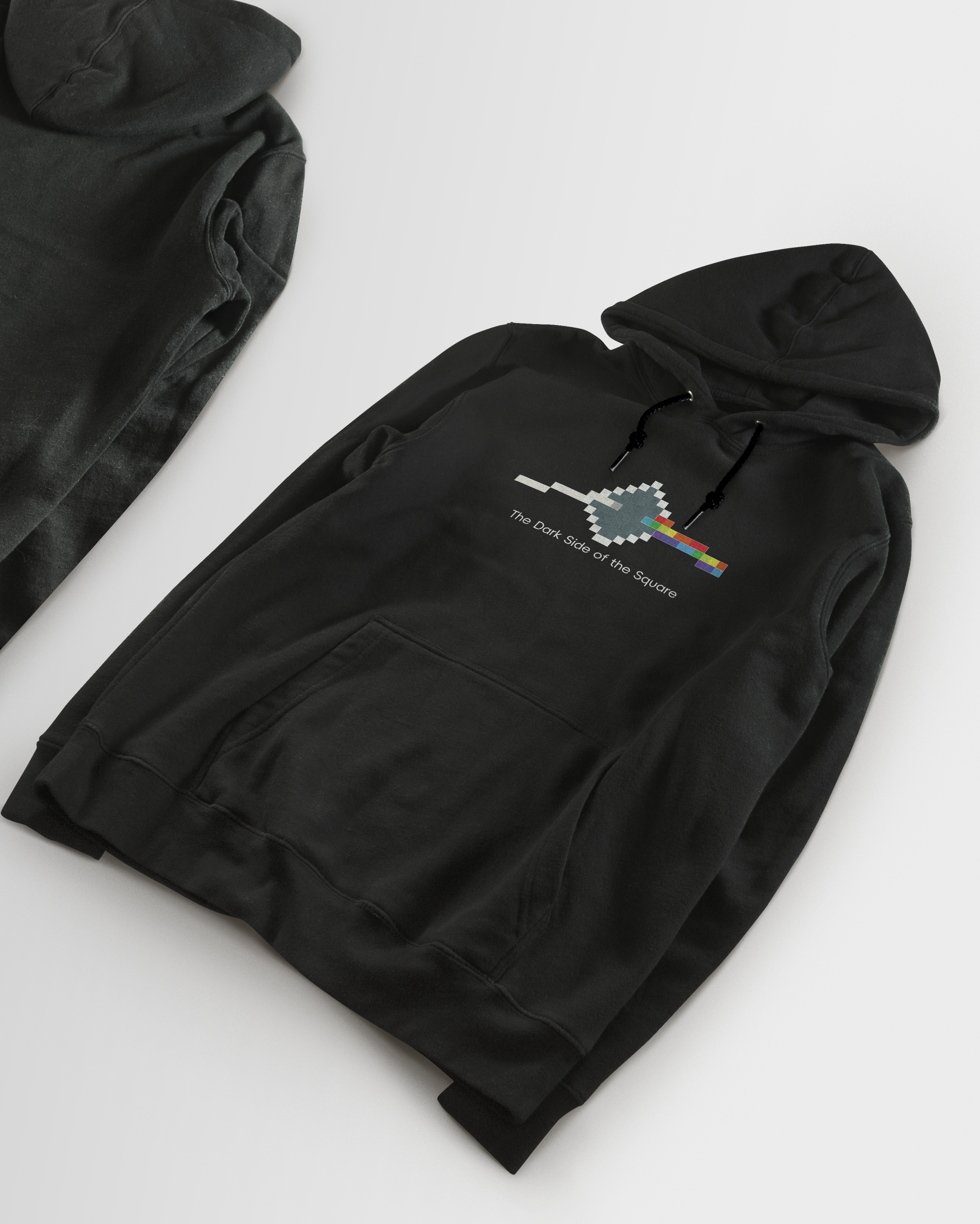 DIYANYONE Original "The Dark Side of the Square" Hoodie - Heavyweight Cotton Blend Pullover, Pixel Art Band Culture Hoodies