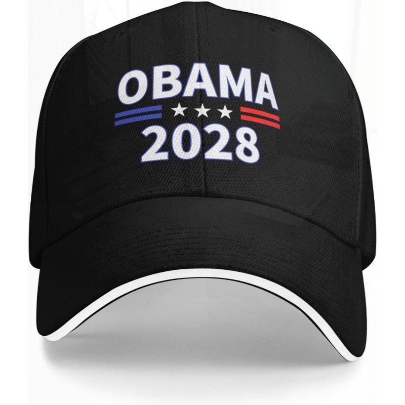 Funny Political "Obama 2028" Embroidery Print Baseball Cap for Men, Adjustable Clasp, Wide Brim Sun Protection, Fits Most Head Sizes, Hand Wash Only, Political Apparel, Casual Wear, Outdoor Driving Ootd Everyday Use, Male Hat