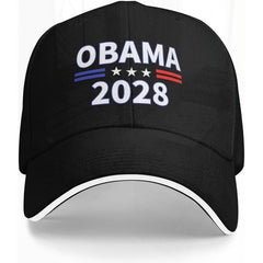 Funny Political "Obama 2028" Embroidery Print Baseball Cap for Men, Adjustable Clasp, Wide Brim Sun Protection, Fits Most Head Sizes, Hand Wash Only, Political Apparel, Casual Wear, Outdoor Driving Ootd Everyday Use, Male Hat