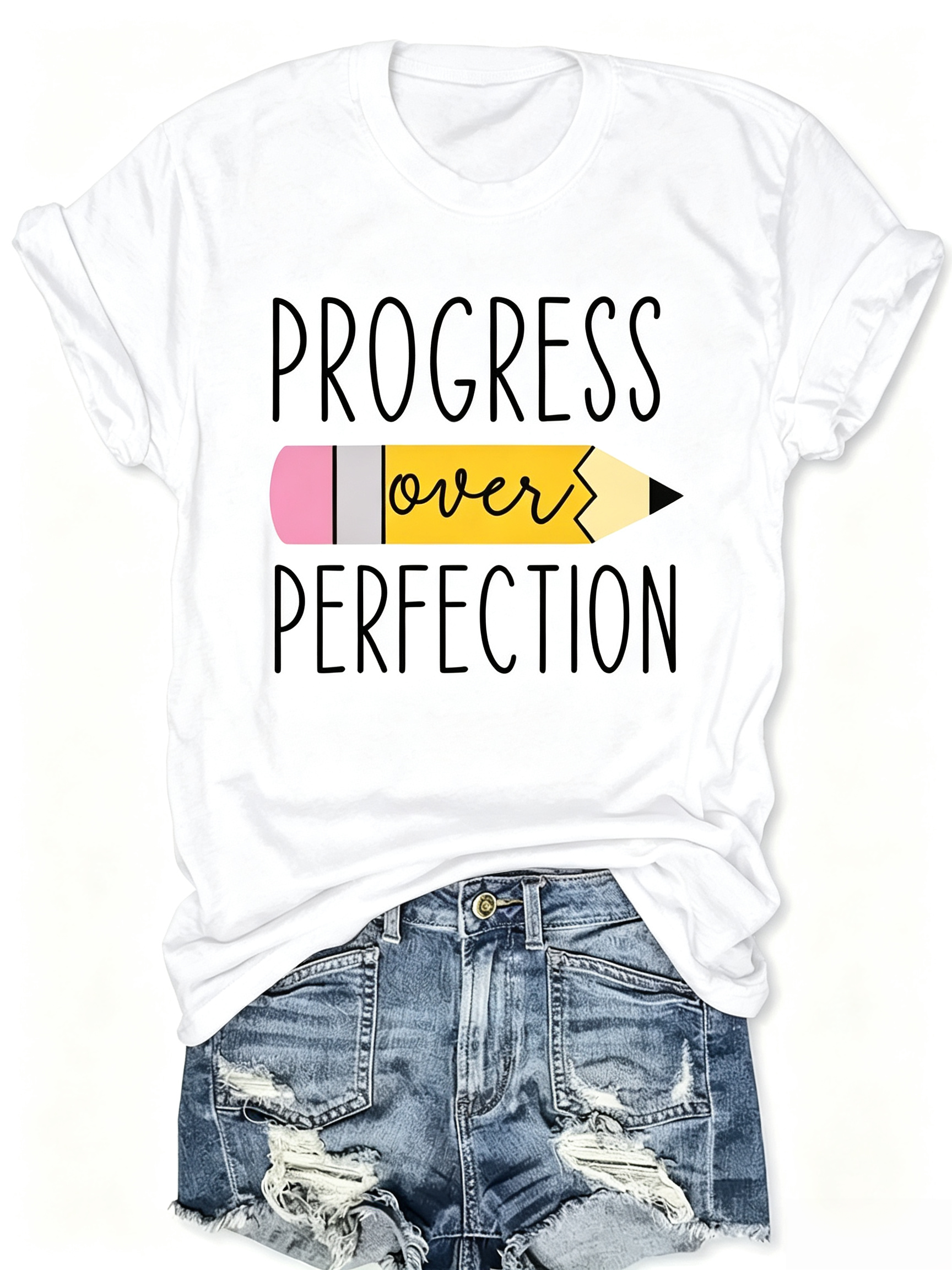 Progress Over Perfection T-Shirt Teacher Life Pencil Tee