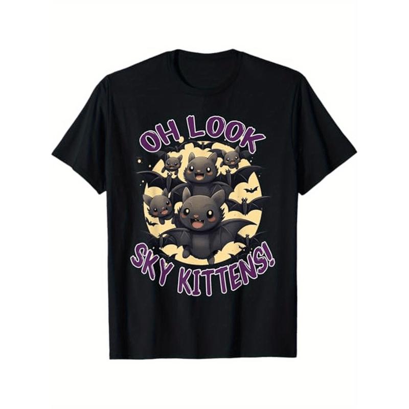 funny bat sky kittens halloween t shirt